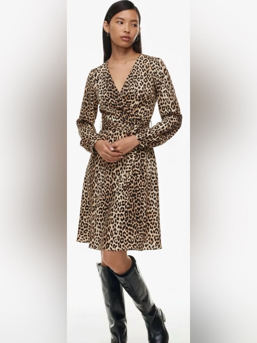 Ganni Leopard-Print Wrap Dress knee length